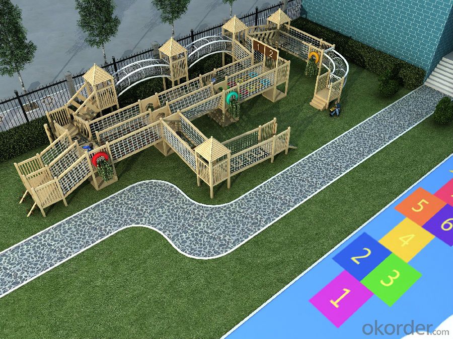 preschool children Amusement equipment outdoor playground wooden slide