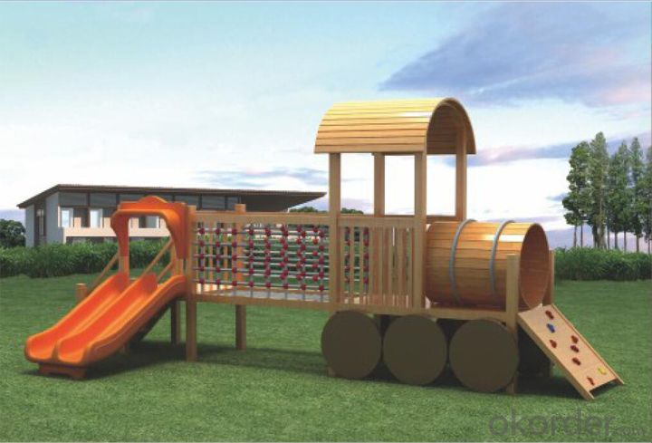 children preschool outdoor playground  wooden Amusement equipment slide