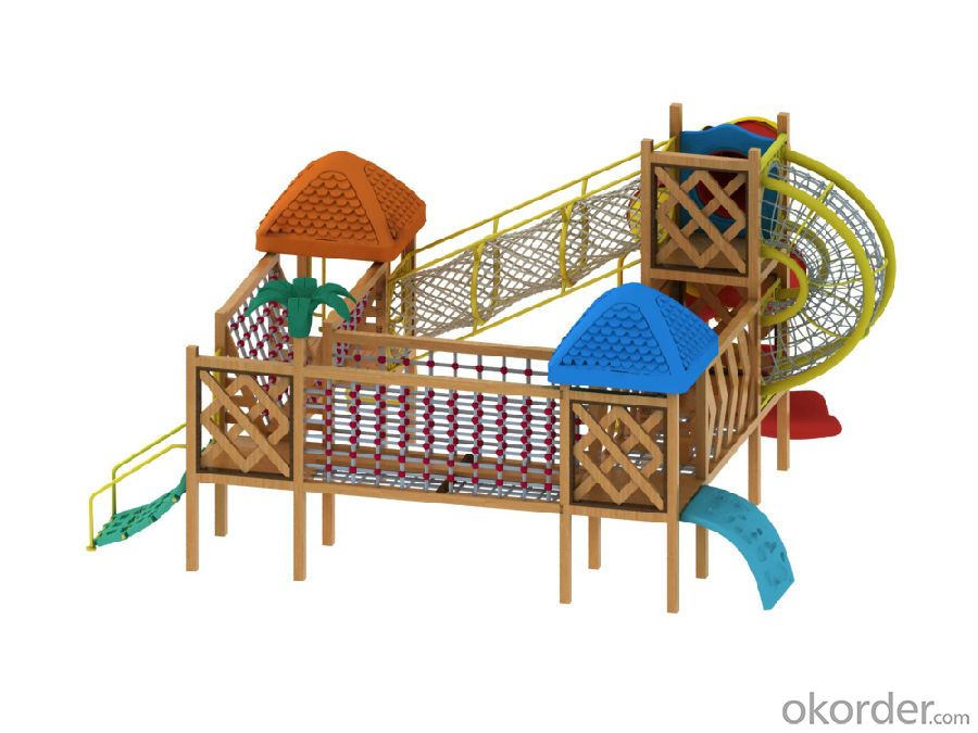 outdoor playground children preschool wooden slide Amusement equipment