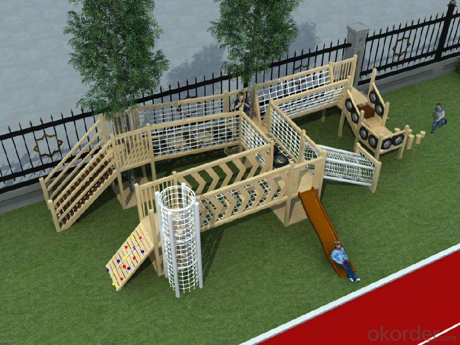Kids Amusement equipment wooden outdoor playground preschool