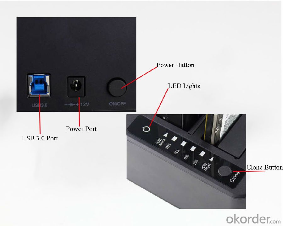 UNESTECH UT5520 USB 3.0 to 2.5/3.5 SATA HDD Docking Station with Clone Function