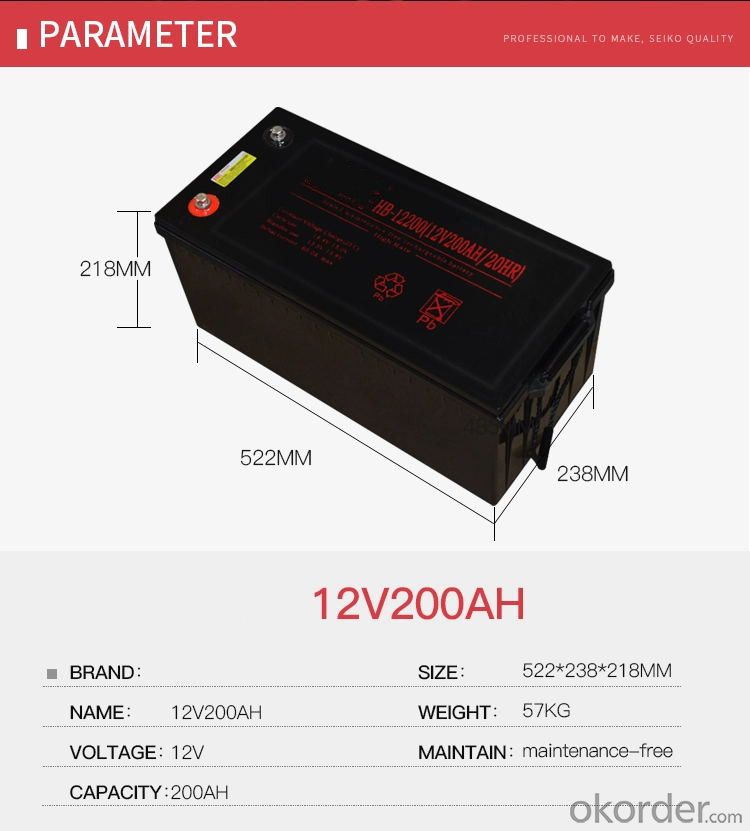 12V200/20HR maintenance-free lead-acid battery ups,fire fighting equipment,Solar energy