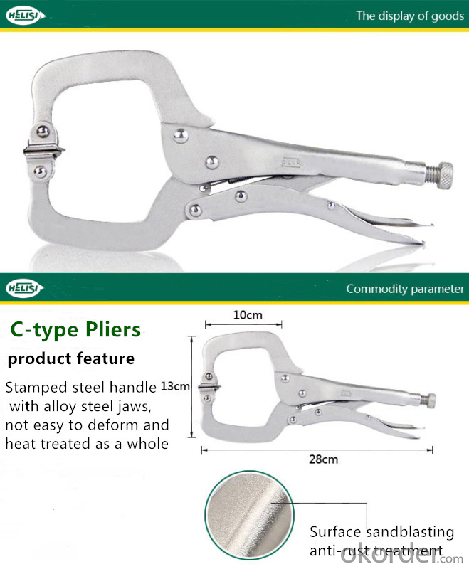C-Type Pliers C-Clamp Locking Wood Clamping Welding Vise Tools Pliers with Swivel Pads Pliers