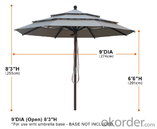 Windproof Parasols Garden Umbrella Square Stainless Steel Patio Umbrellas 3 Tier Vented