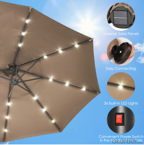 Large 15Ft Double-Sided Sunshade Parasol Solar Led Lighted Garden Patio Umbrellas