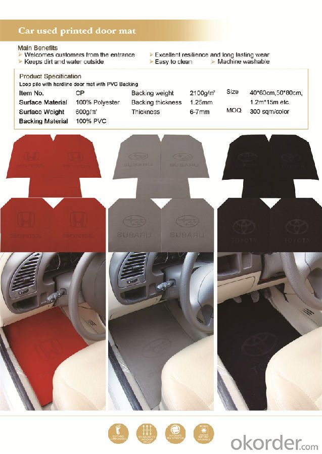 Car Used Printed Door Mat Car Foodpad Quality PVC Mat From China