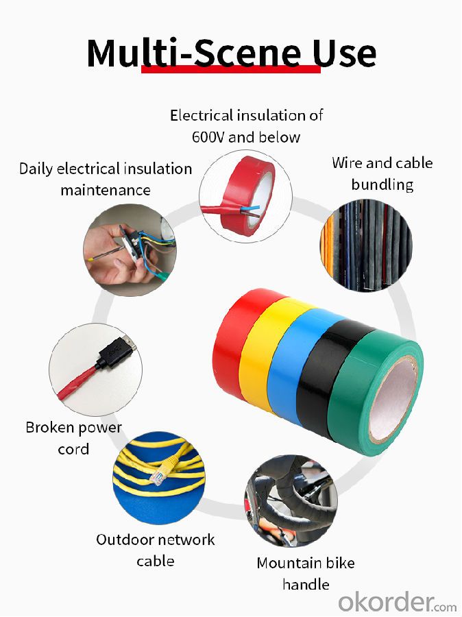 Insulating tape 19mm*9m color 5 rolls