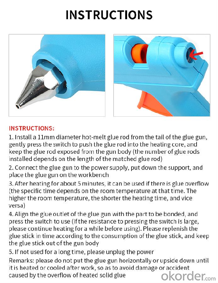 Quality 20W household hot melt glue gun 11mm