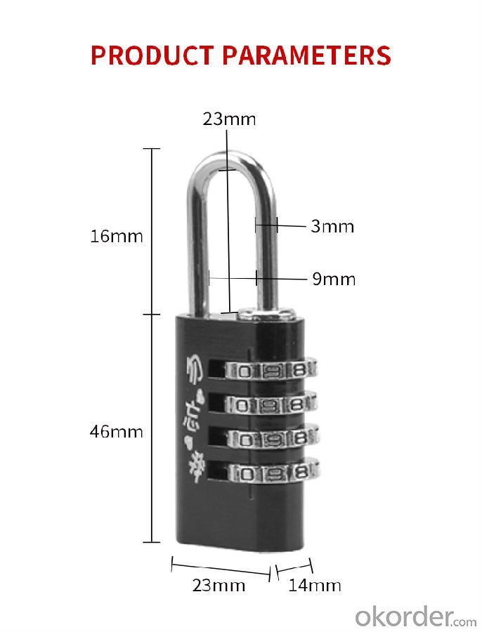Four-digit code lock essential for home aluminum alloy black combination lock