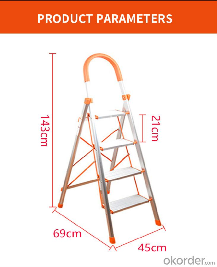 Wide tread 4-layer aluminum ladder