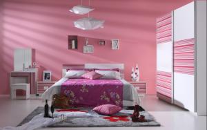 Pink Modern Bedroom Furniture Set System 1