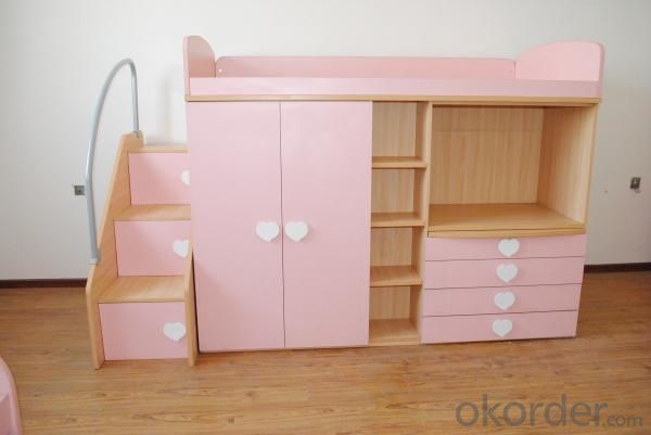 Kids Bunkbeds 2 Colors, Pink for Girl, Blue for Boy System 1