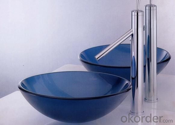 Glass Vessel Sink in Blue System 1