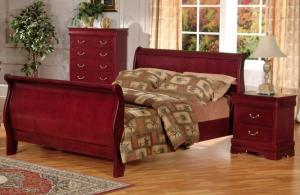Wine Red Color American Bedroom Furniture Set