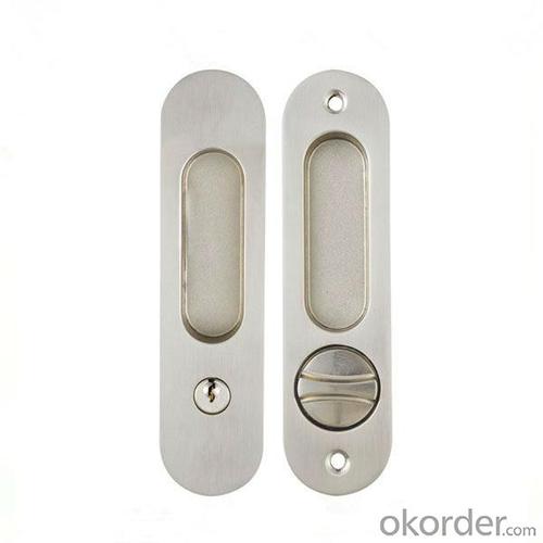 Zinc Alloy Satin Nickel Finish Entrance Slide Glass Door Lock System 1