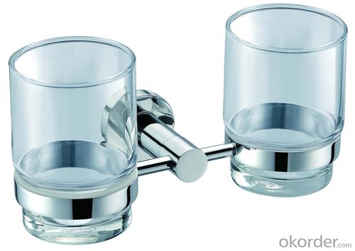Decorative Solid Brass Hardware House Bathroom Accessories Double Tumbler Holder System 1