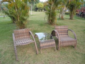 Rattan Aluminum Shelves Outdoor Garden Furniture Two Chair And A Tea Table System 1