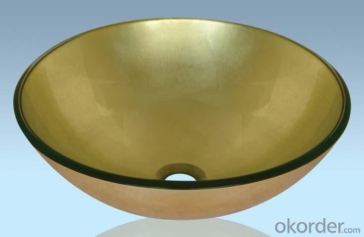 Unique Design Hot Selling Bathroom Product Tempered glass Light Yellow Washbasin System 1