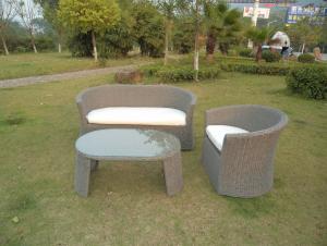 Rattan Aluminum Shelves Outdoor Garden Furniture One Double Sofa and One Single Sofa And A Tea Table
