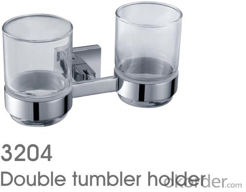 2014 New Design Bathroom Accessories Solid Brass Double Tumbler Holder System 1
