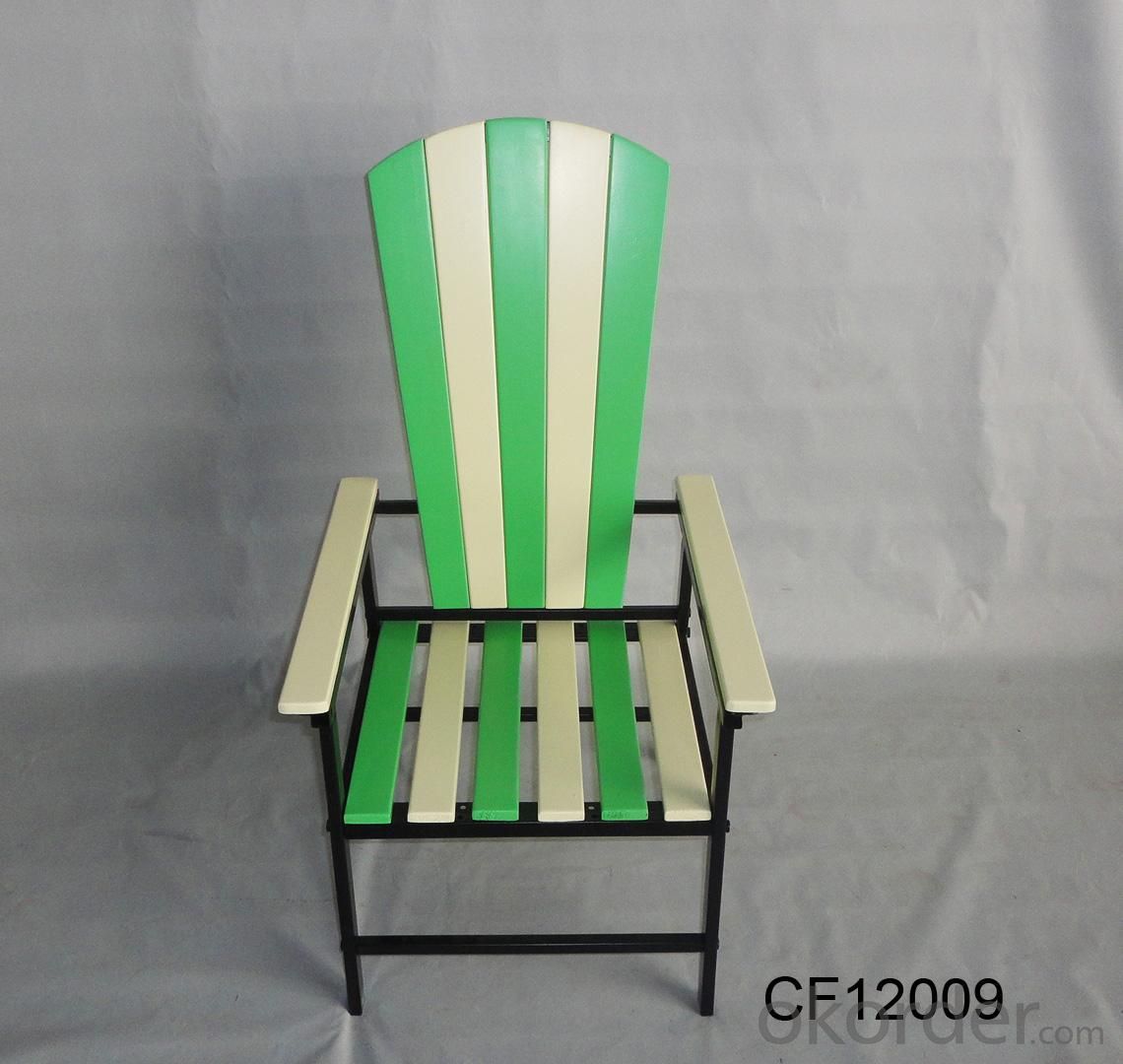 Classical Outdoor Furniture Iron and Solidwood Green Children Chair