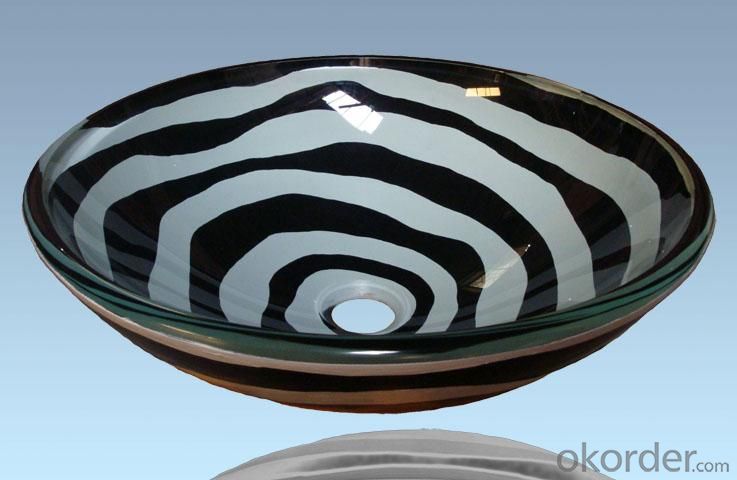 Hot Selling New Design Bathroom Product Tempered glass Zebra Stripes Washbasin System 1