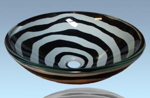 Hot Selling New Design Bathroom Product Tempered glass Zebra Stripes Washbasin System 1