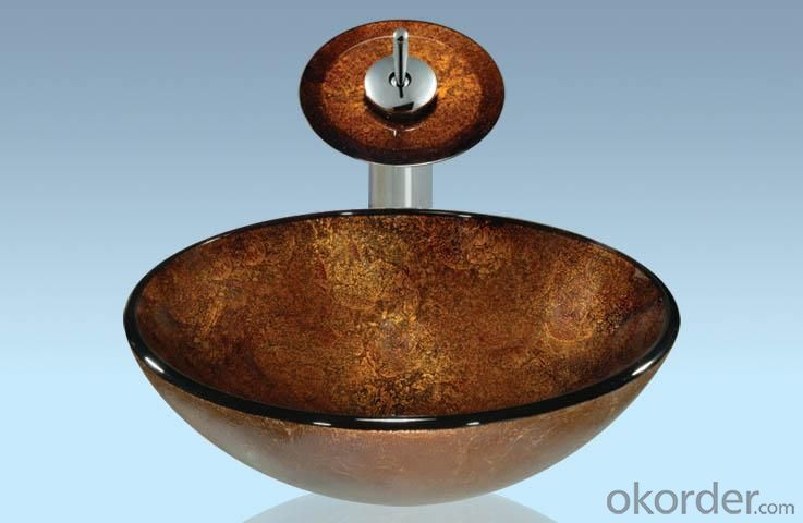 New Design Popular Tempered glass Bathroom Product Dark Brown Waterfall Combination System 1