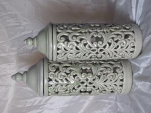 New Design Hot Selling Home Decorative Ceramic Hollow Flower Jar L