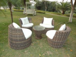 Rattan Iron Shelves Outdoor Garden Furniture Four Sofa And A Tea Table System 1