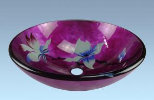 Hot Selling New Design Bathroom Product Tempered glass Flower Pattern Washbasin System 1