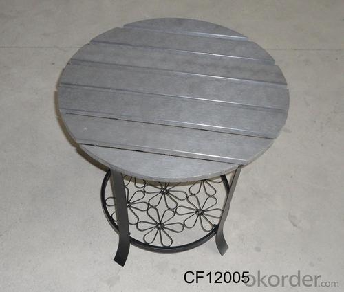 Classical Outdoor Furniture Iron and Wood Plastic Board Round Table System 1