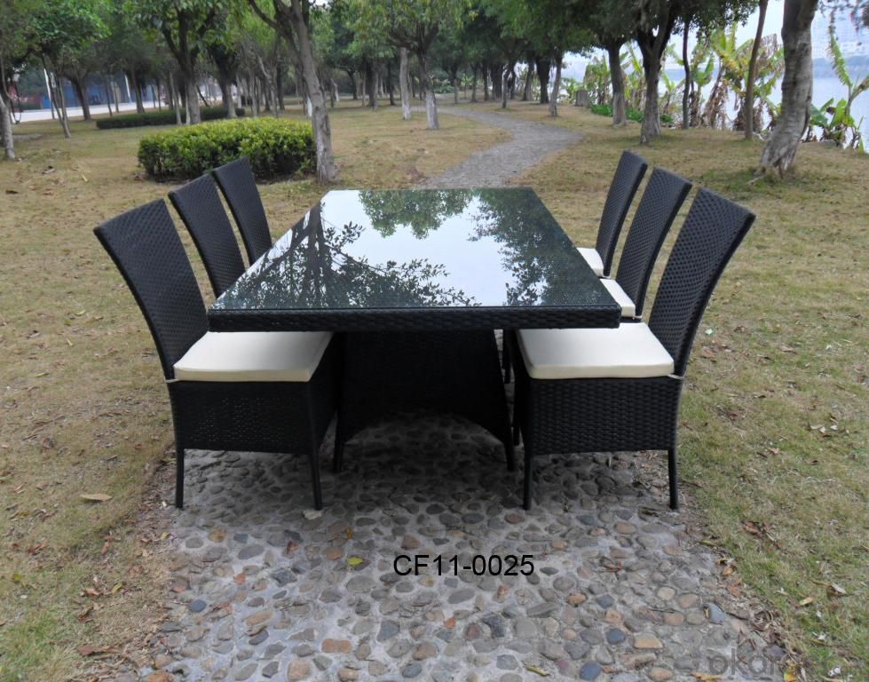 Rattan Simple Modern Outdoor Garden Furniture One Long Table Eight Chairs