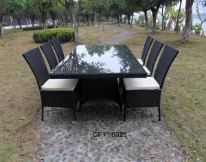 Rattan Simple Modern Outdoor Garden Furniture One Long Table Eight Chairs System 1