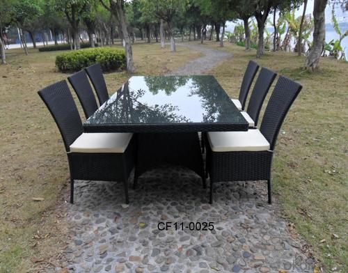 Rattan Simple Modern Outdoor Garden Furniture One Long Table Eight Chairs System 1