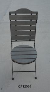 Outdoor Iron and Wood Plastic Board Round Folding Chair System 1