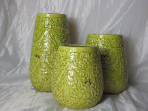 Hot Selling Fashion Home Décor Ceramic Light Green Chrysanthemum Pattern Flower Vase S System 1