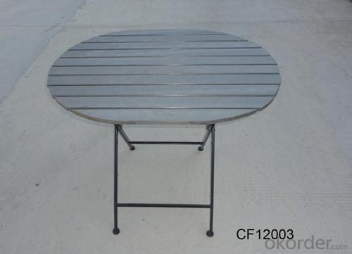 Classical Outdoor Iron and Wood Plastic Board Oval Table System 1