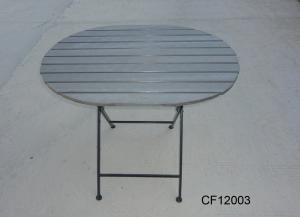 Classical Outdoor Iron and Wood Plastic Board Oval Table