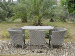Classical Modern Leisure Rattan Outdoor Garden Furniture One Table Two Oval Chair System 1