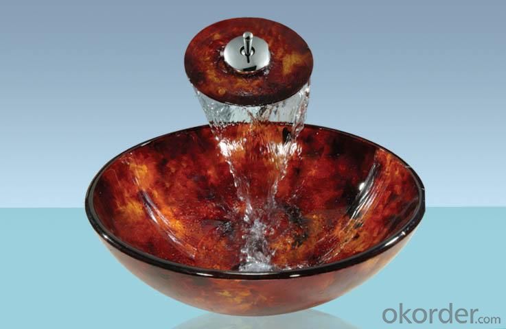New Design Popular Tempered glass Bathroom Product Red Color Waterfall Combination System 1