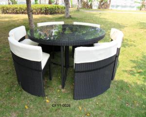 Modern Leisure Rattan Outdoor Garden Furniture One table Six Chairs System 1