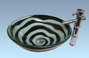 Hot Selling New Design Bathroom Product Tempered glass Zebra Stripes Washbasin Set System 1