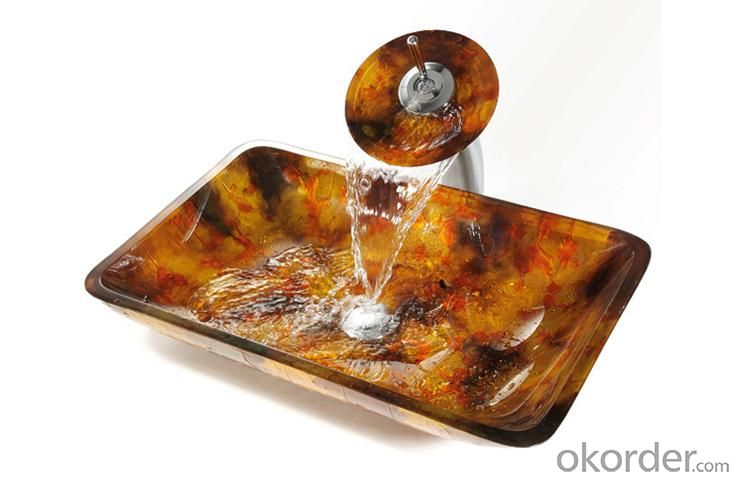 New Design Popular Tempered glass Bathroom Product Colorful Rectangle Waterfall Combination System 1