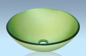 Unique Design Hot Selling Bathroom Product Tempered glass Light Green Washbasin