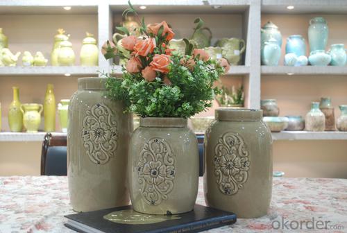 Hot Selling Fashion Home Décor Ceramic Cylindrical Shape Flower Vase S System 1