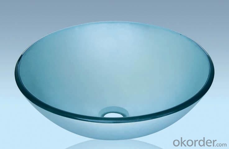 Unique Design Hot Selling Bathroom Product Tempered glass Light Blue Washbasin System 1