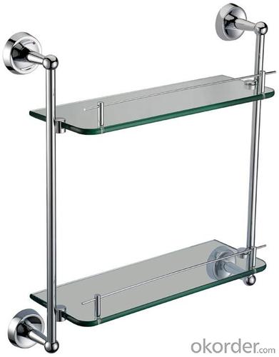 New Bathroom Accessories Solid Brass Double Glass Shelf System 1