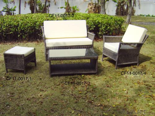 Rattan Modern Outdoor Garden Furniture One Lover Sofa One Single Sofa One Ottam And One Tea Table System 1