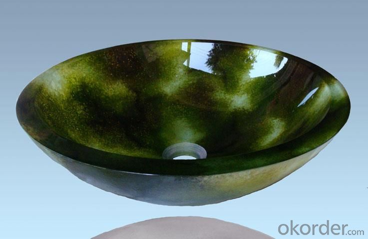Hot Selling New Design Bathroom Product Tempered glass Dark Green Washbasin System 1